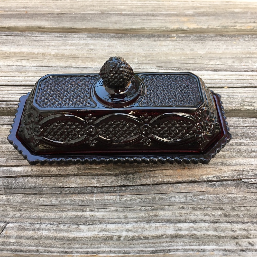 Butter Dish, Quarter Pound Covered Butter Dish, Cape Cod Ruby Collection by Avon